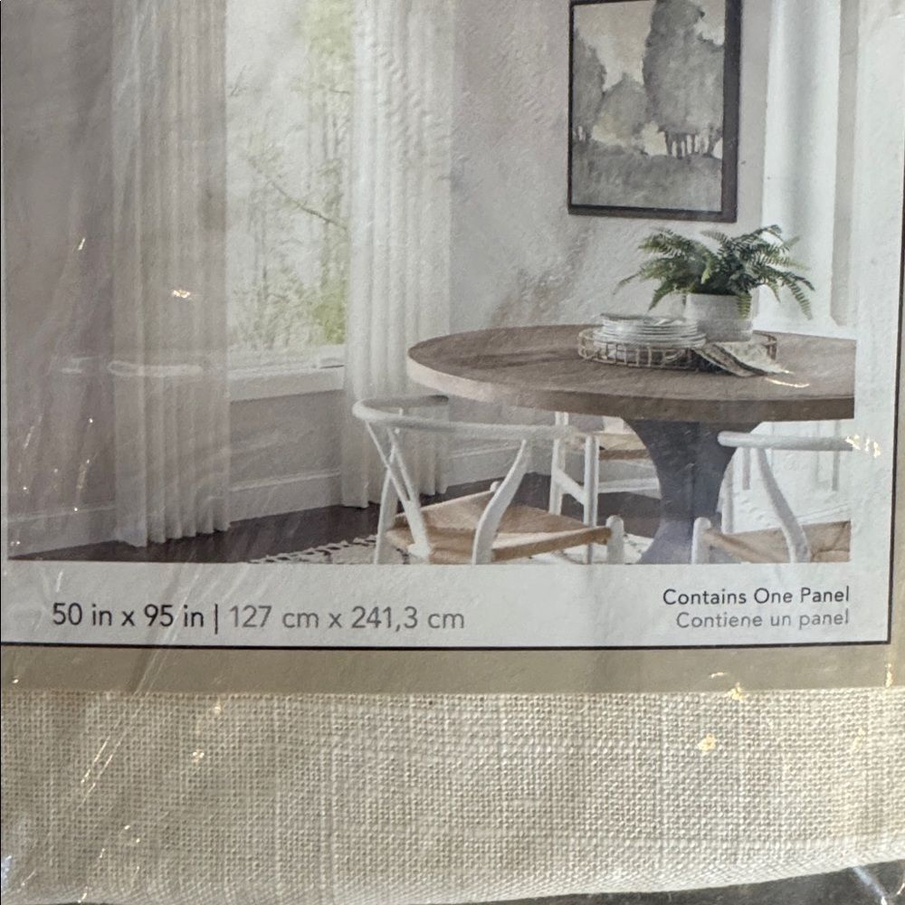 Allen + Roth Harlow Ivory Light Filtering Tie Top ONE Curtain Panel 50x95” NEW - Picture 5 of 8